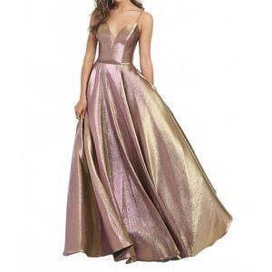 NEW TIFFANY EXCLUSIVES women's lace up detail prom dress in bronze